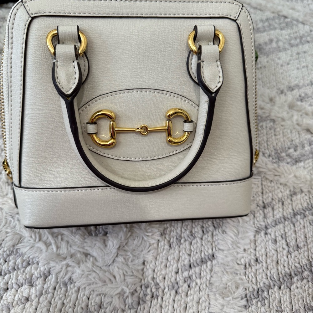 Sophisticated Cream Mini Bag with Gold Accents